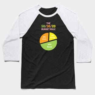 The 50/30/20 Budget Rule | Green Orange Yellow Pink | Black Baseball T-Shirt